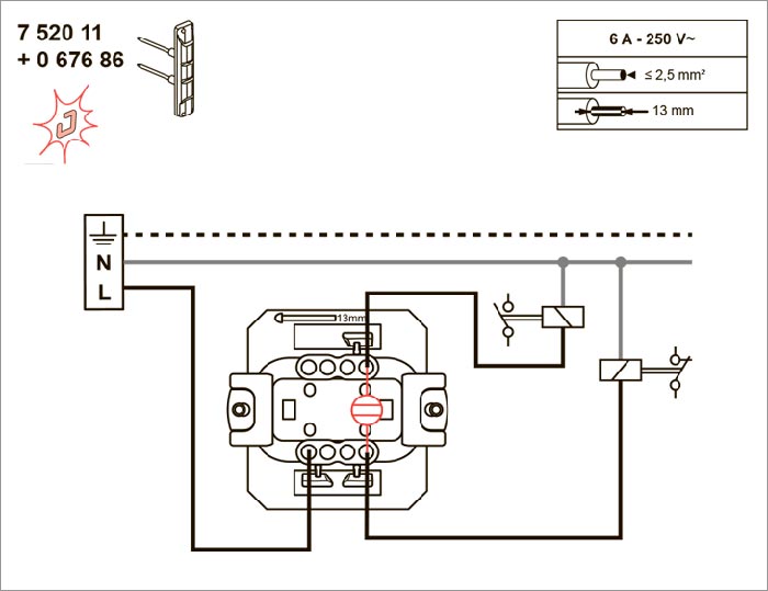 Легранд схема підключення вимикача 752011 з лампою підсвічування 067684