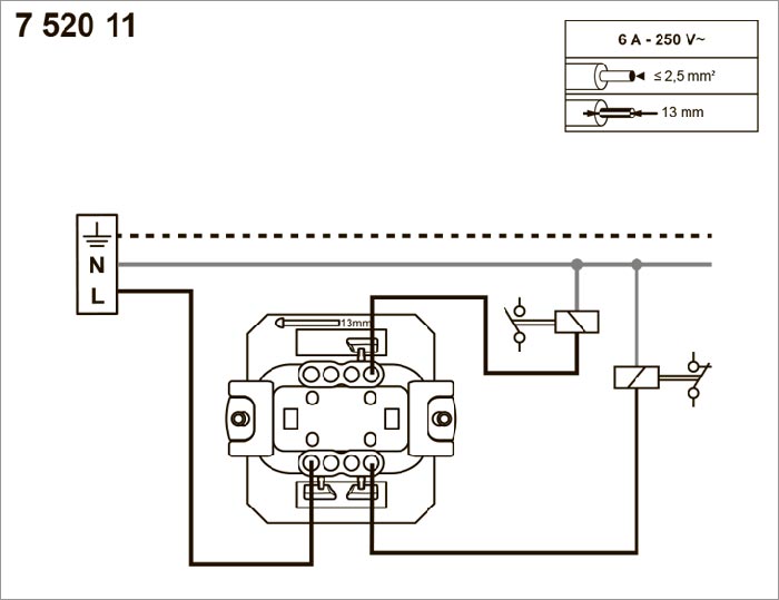 Legrand схема підключення кнопкового вимикача 752011