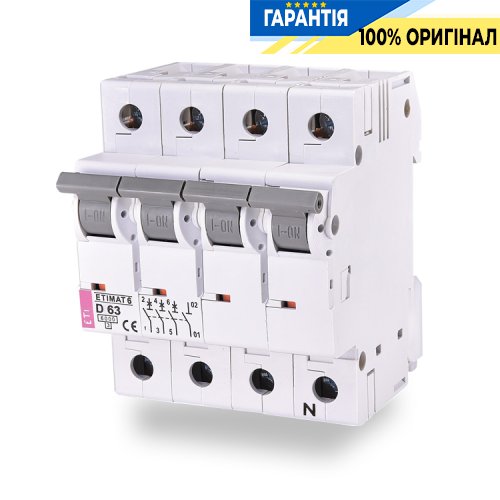 Автоматичний вимикач ETI ETIMAT 6 3p+N C 2A (6kA) 2146508