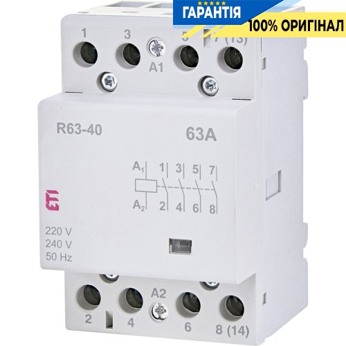 Контактор 4НО, 63А, 230V AC,R 63-40 ETI 2463450, тихий режим