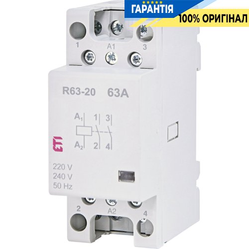 Контактор 2НО, 63А, 230V AC, R 63-20 ETI 2463482, тихий режим