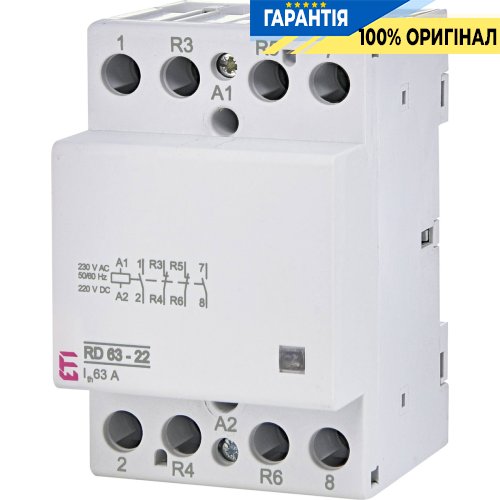 Контактор 2НВ+2НЗ, 63А, 230V/AC/DC, RD 63-22 ETI 2464030