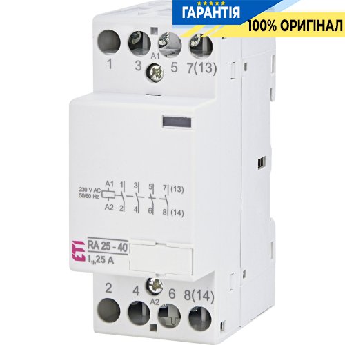 Контактор 4НО, 25А, 230V/AC, RA 25-40 230V AC ETI 2464094