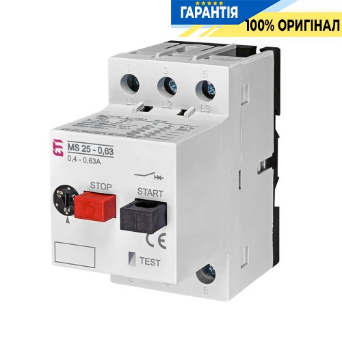 Автоматичний вимикач захисту двигуна MS25-0,63 ETI 4600040