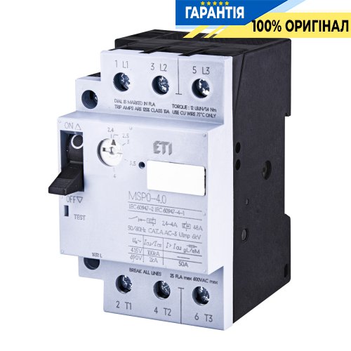 Автоматический выключатель защиты двигателя MSP0-6 (2,2 kW, 4-6A) ETI 4646623