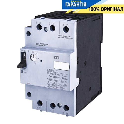 Автоматичний вимикач захисту двигуна MSP1-32 (15 kW, 22-32A) ETI 4646628