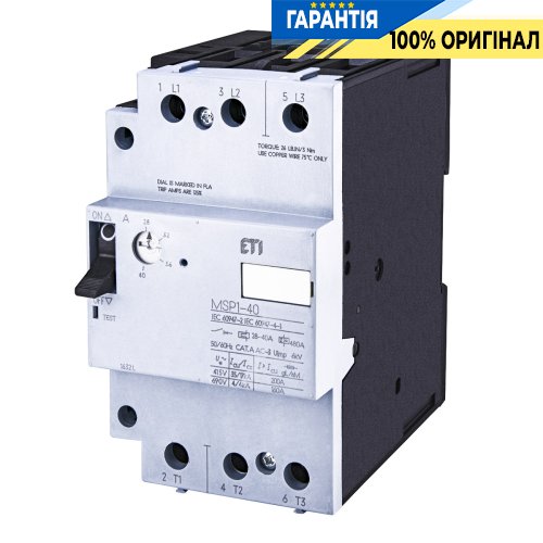 Автоматический выключатель защиты двигателя MSP1-40 (18,5 kW, 28-40A) ETI 4646629