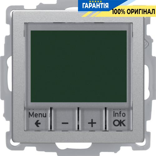 Термостат цифровий з таймером та дисплеєм, 8А/250В, алюміній, Berker «Q.1» «Q.3» «Q7» 20446084