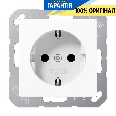 Розетка із з/к із захисною. шторками 230V/16A Jung Eco Profi EP1420KIWW, білий | ELECTRICA.NET.UA