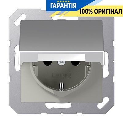 Розетка с з/к и с крышкой 230V/16A Jung Eco Profi EP421KLAL, алюминий | ELECTRICA.NET.UA