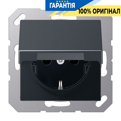 Розетка із з/к та з кришкою 230V/16A Jung Eco Profi EP421KLAN, антрацит | ELECTRICA.NET.UA