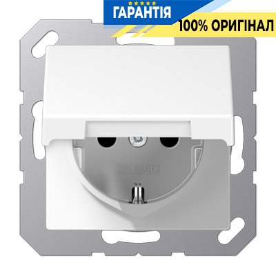 Розетка із з/к та з кришкою 230V/16A Jung Eco Profi EP1420KLWW, білий | ELECTRICA.NET.UA