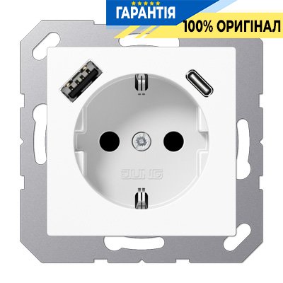 Розетка SCHUKO із USB тип AC, Jung арт. A1520-15CAWW, білий | ELECTRICA.NET.UA