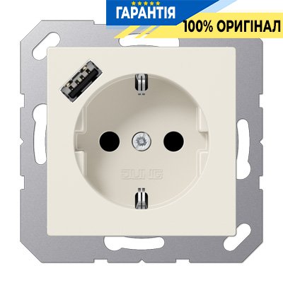 Розетка SCHUKO із USB тип A, Jung арт. A1520-18A, слонова кістка | ELECTRICA.NET.UA