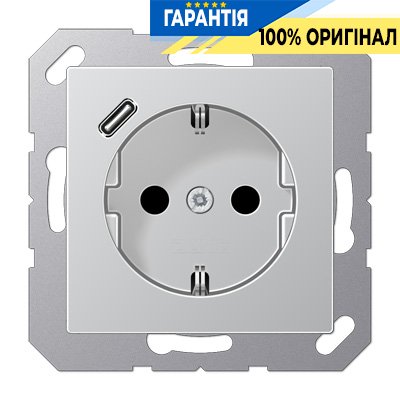 Розетка SCHUKO с USB тип C, Jung арт. A1520-18CAL, алюминий | ELECTRICA.NET.UA