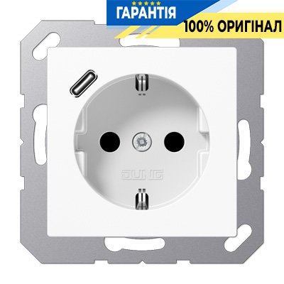 Розетка SCHUKO с USB тип C, Jung арт. A1520-18CWW, белый | ELECTRICA.NET.UA