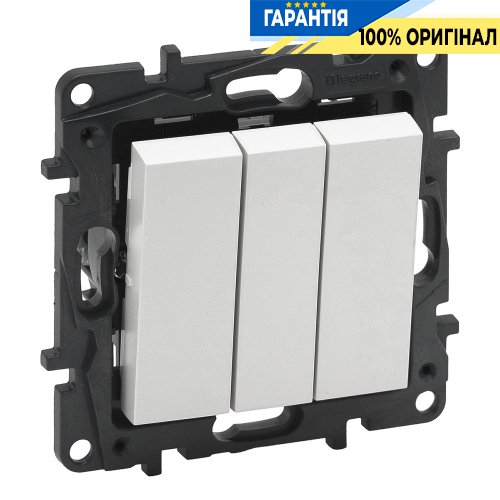 Вимикач 3-кл 20А, гвинтові клеми, Legrand Niloe Step 863103, білий | ELECTRICA.NET.UA