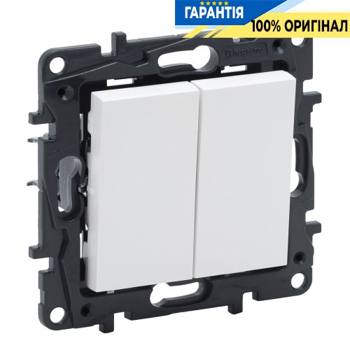 Вимикач кнопковий 2-кл 6А, автоматичні клеми, Legrand Niloe Step 863112, білий | ELECTRICA.NET.UA