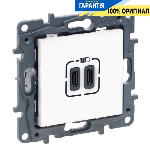 Розетка USB Тип С+C 15 Вт 5 В Legrand Niloe Step 863139, білий | ELECTRICA.NET.UA