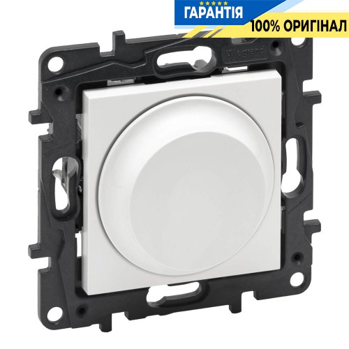 Світлорегулятор поворотний 300Вт всі навантаження Legrand Niloe Step 863152, білий | ELECTRICA.NET.UA