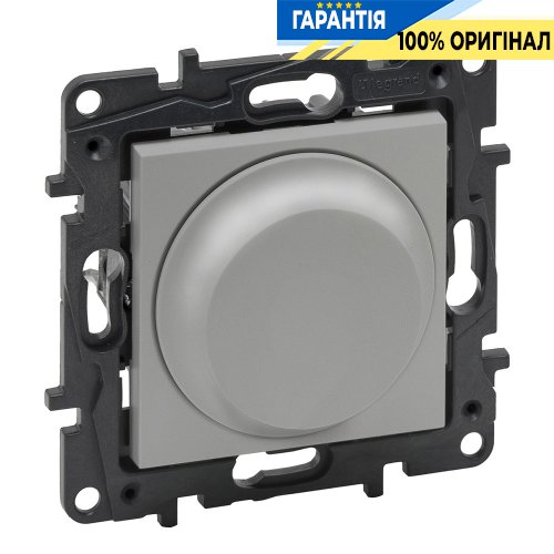 Світлорегулятор поворотний 300Вт всі навантаження Legrand Niloe Step 863352, алюміній | ELECTRICA.NET.UA