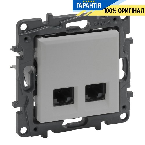 Розетка компьютерная 2XRJ45 CAT5e UTP Legrand Niloe Step 863360, алюминий | ELECTRICA.NET.UA