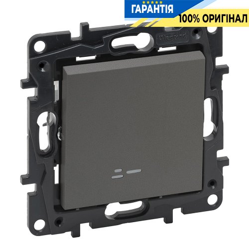 Выключатель 1-кл с подсветкой 10А, автоматические клеммы, Legrand Niloe Step 863411, cталь | ELECTRICA.NET.UA