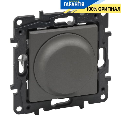 Светорегулятор поворотный 300Вт все нагрузки Legrand Niloe Step 863452, cталь | ELECTRICA.NET.UA