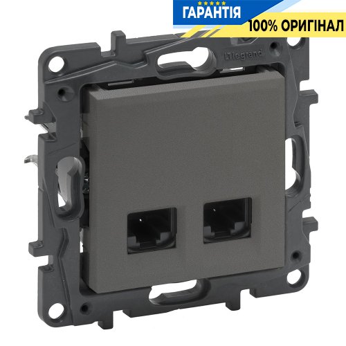 Розетка компьютерная 2XRJ45 CAT5e UTP Legrand Niloe Step 863460, cталь | ELECTRICA.NET.UA