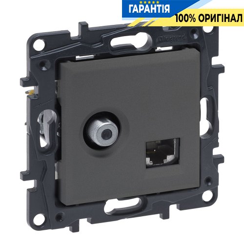 Розетка комбінована TV тип F та RJ45 CAT6 UTP Legrand Niloe Step 863477 | ELECTRICA.NET.UA