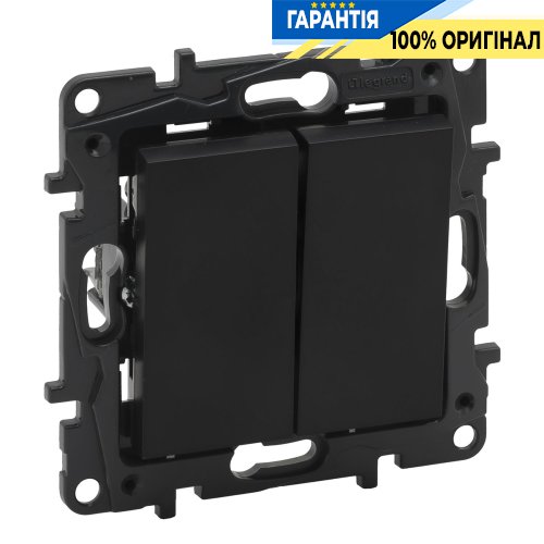 Перемикач 2-кл 10А, автоматичні клеми, Legrand Niloe Step 863508, чорний | ELECTRICA.NET.UA