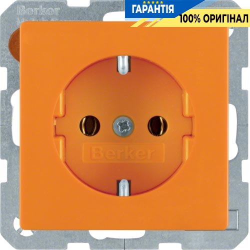Розетка з заземлюючим контактом, 16А/250В, помаранчева, Berker «Q.1» «Q.3» «Q7» 47436014