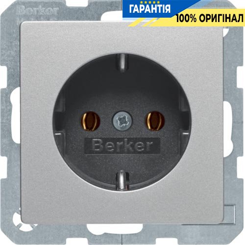 Розетка з заземлюючим контактом, 16А/250В, алюміній, Berker «Q.1» «Q.3» «Q7» 47436084