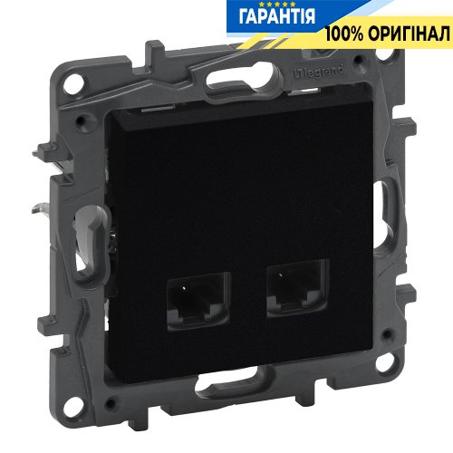 Розетка комп'ютерна 2XRJ45 CAT5e UTP Legrand Niloe Step 863560, чорний | ELECTRICA.NET.UA