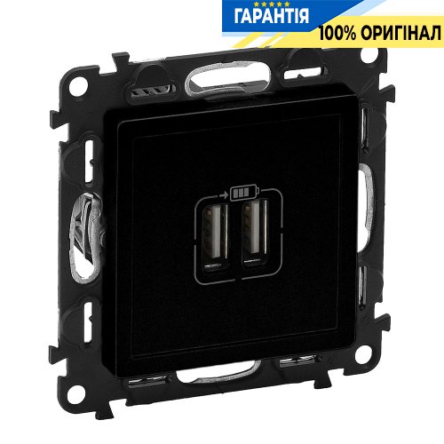Розетка 2-а USB для заряджання Valena Life Black 756312, чорний матовий | ELECTRICA.NET.UA