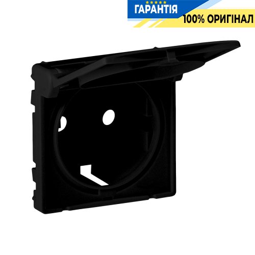 Лицьова панель розетки 2К+З із кришкою Valena Life Black 756842, чорний матовий | ELECTRICA.NET.UA