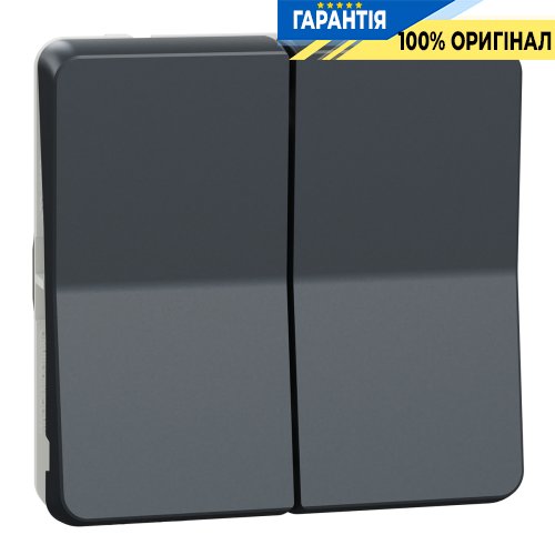 Механізм 2-клавішного вимикача кнопкового IP55, чорний, Schneider Electric Mureva Styl MUR35326 | ELECTRICA.NET.UA
