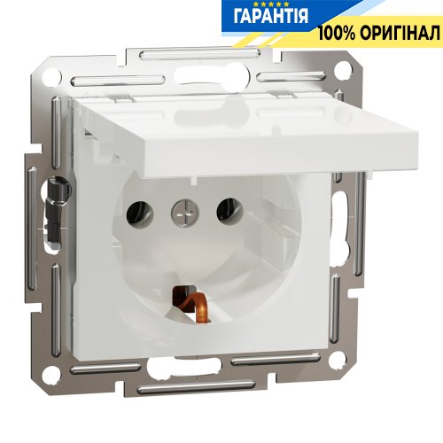 Розетка із кришкою із заземленням Schneider Electric Asfora EPH3170121, біла (без рамки) | ELECTRICA.NET.UA