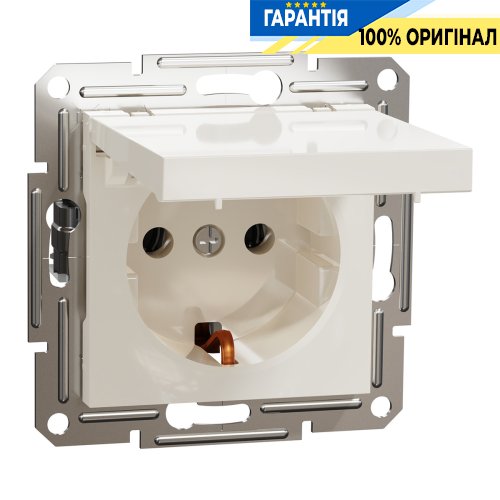 Розетка з кришкою із заземленням Schneider Electric Asfora EPH3170123, крем (без рамки) | ELECTRICA.NET.UA