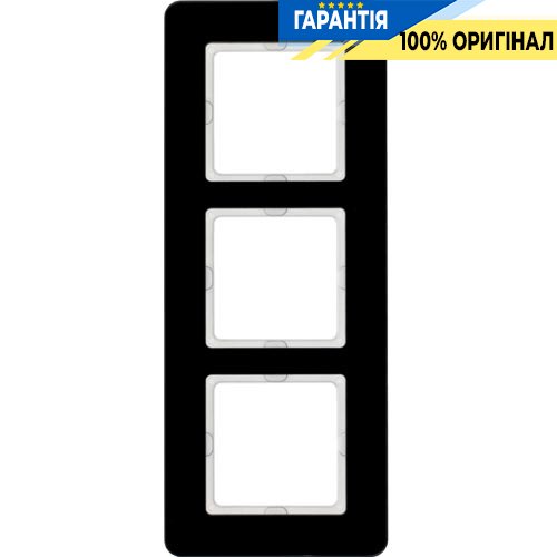 Рамка 3-я стекло/черный Q.7, Berker 10136076