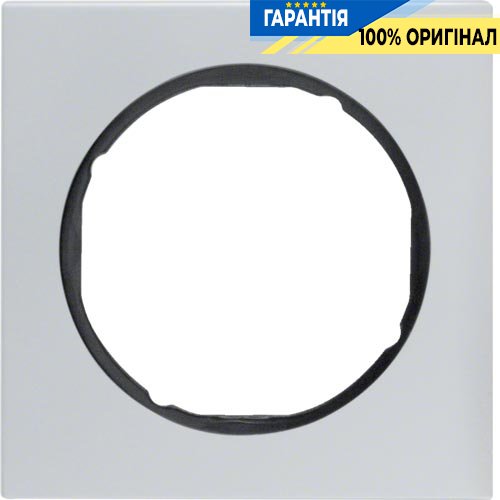 Рамка 1-я алюминий/чёрный, R.3, Berker 10112284