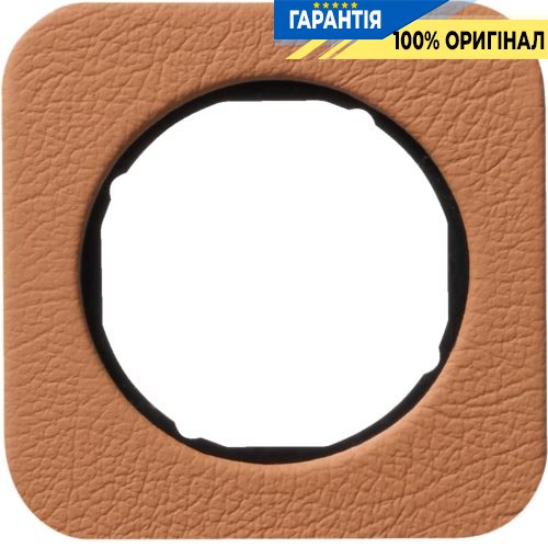 Рамка 1-я коричневый/чёрный (глянцевый), кожа, R.1, Berker 10112364