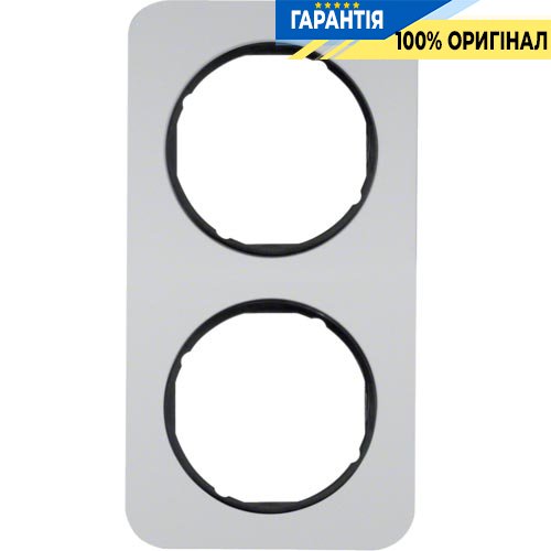Рамка 2-я алюминий/чёрный (глянцевый), R.1, Berker 10122184
