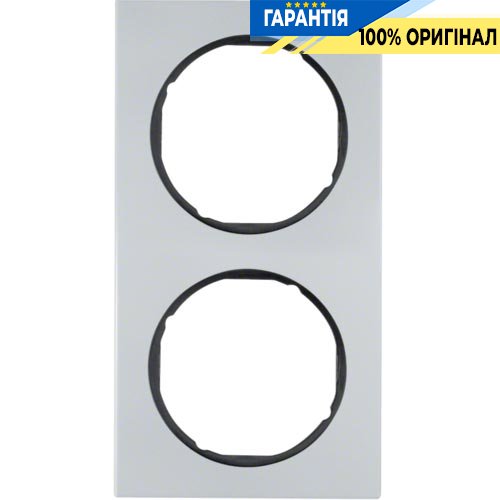 Рамка 2-я алюминий/чёрный, R.3, Berker 10122284