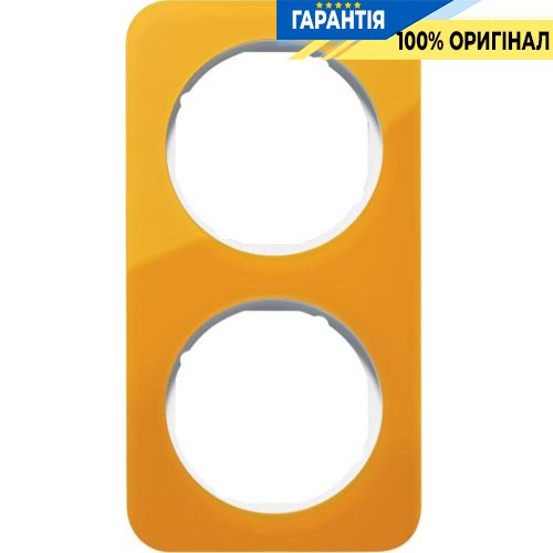 Рамка 2-а помаранчевий прозорий/полярна білизна (глянцевий), акрил, R.1, Berker 10122339