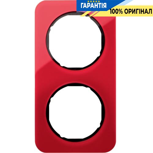 Рамка 2-я красный прозрачный/чёрный (глянцевый), акрил, R.1, Berker 10122344