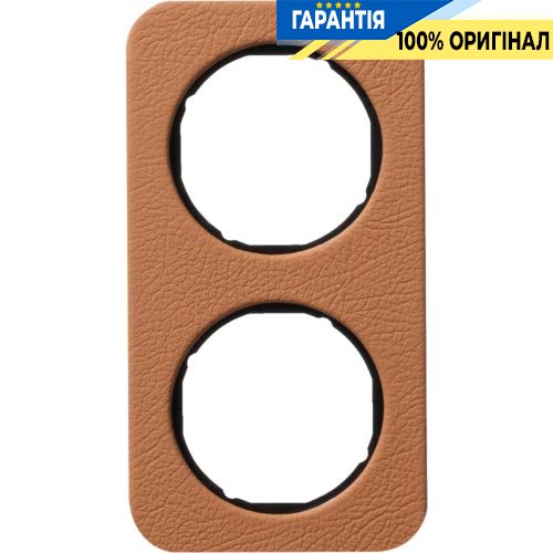 Рамка 2-я коричневый/чёрный (глянцевый), кожа, R.1, Berker 10122364
