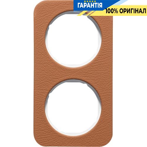 Рамка 2-я коричневый/полярная белизна (глянцевый), кожа, R.1, Berker 10122369
