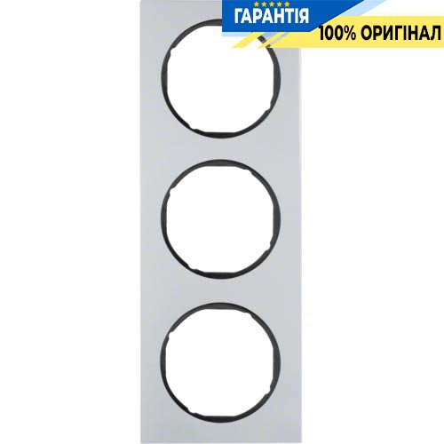 Рамка 3-я алюминий/чёрный, R.3, Berker 10132284