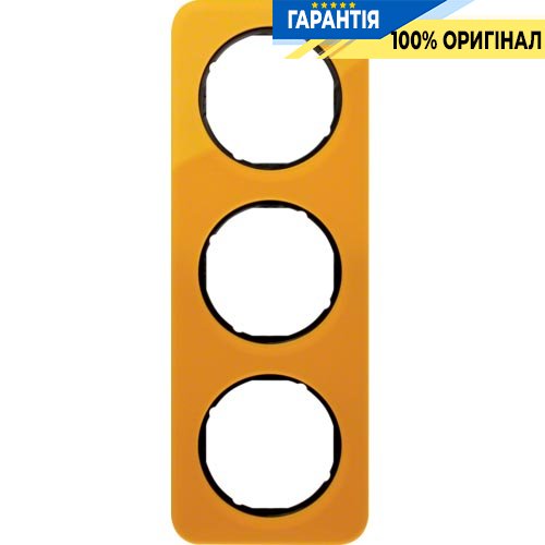 Рамка 3-я оранжевый прозрачный/чёрный (глянцевый), акрил, R.1, Berker 10132334
